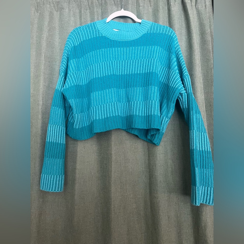Sincerely Jules Teal Striped Crew Neck Sweater